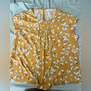 Chic Mustard Floral Blouse